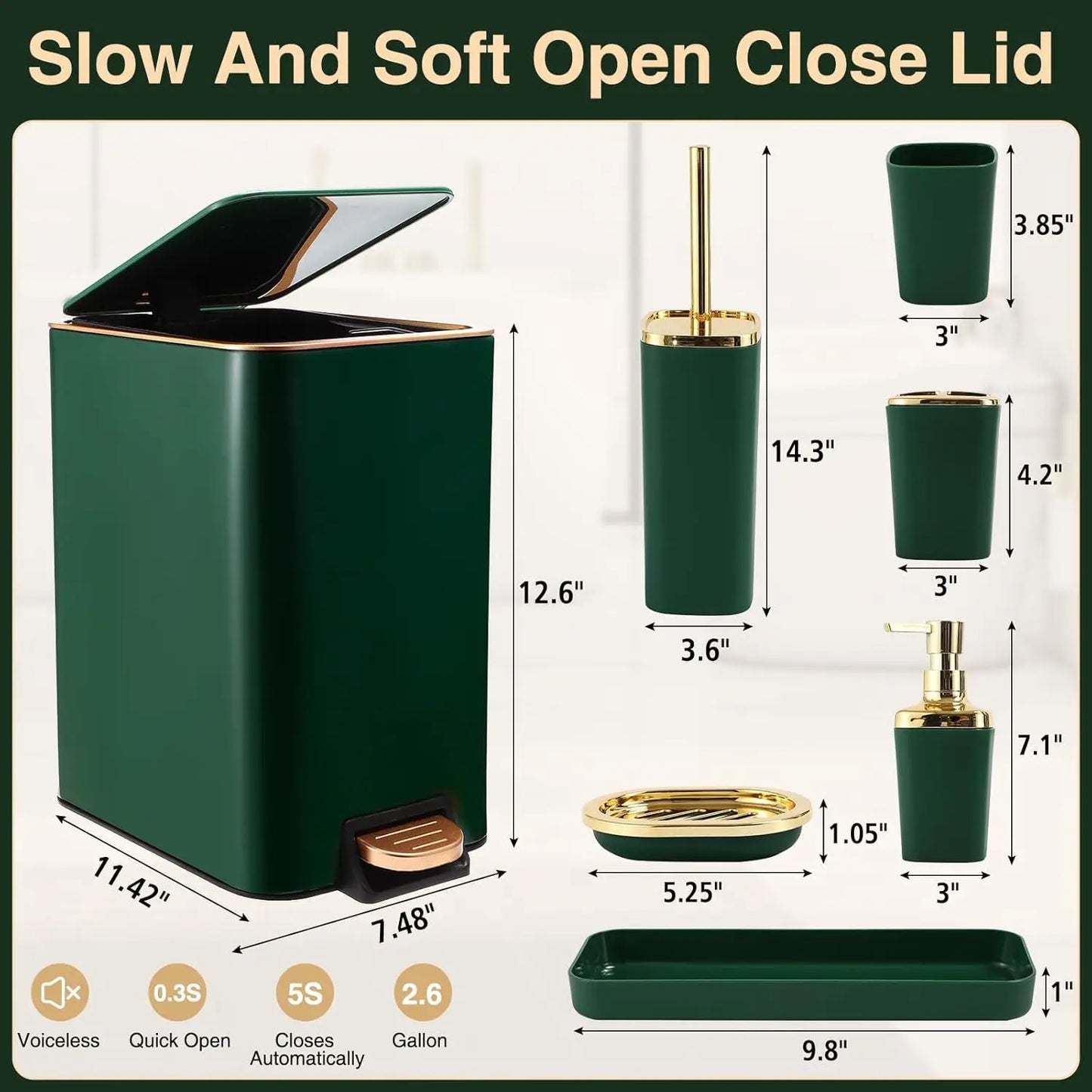 Green and Gold Bathroom Set