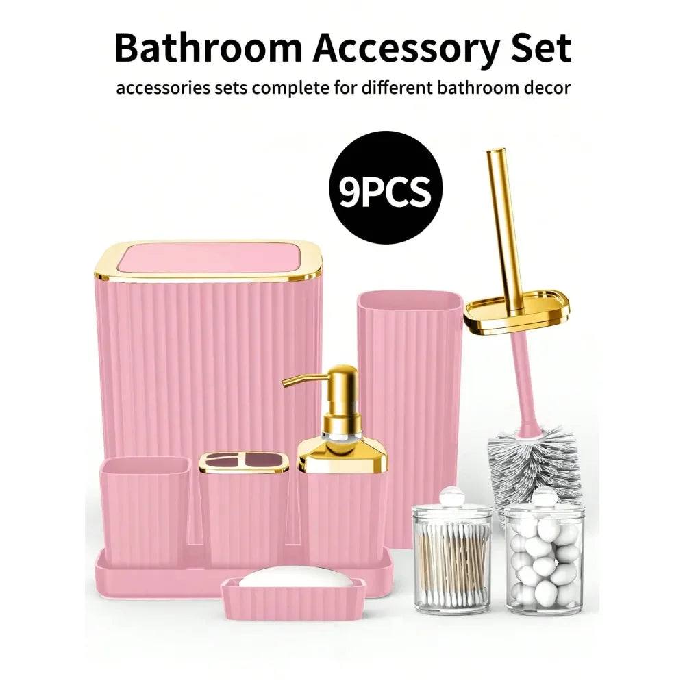 9 Piece Pink Bathroom Sets