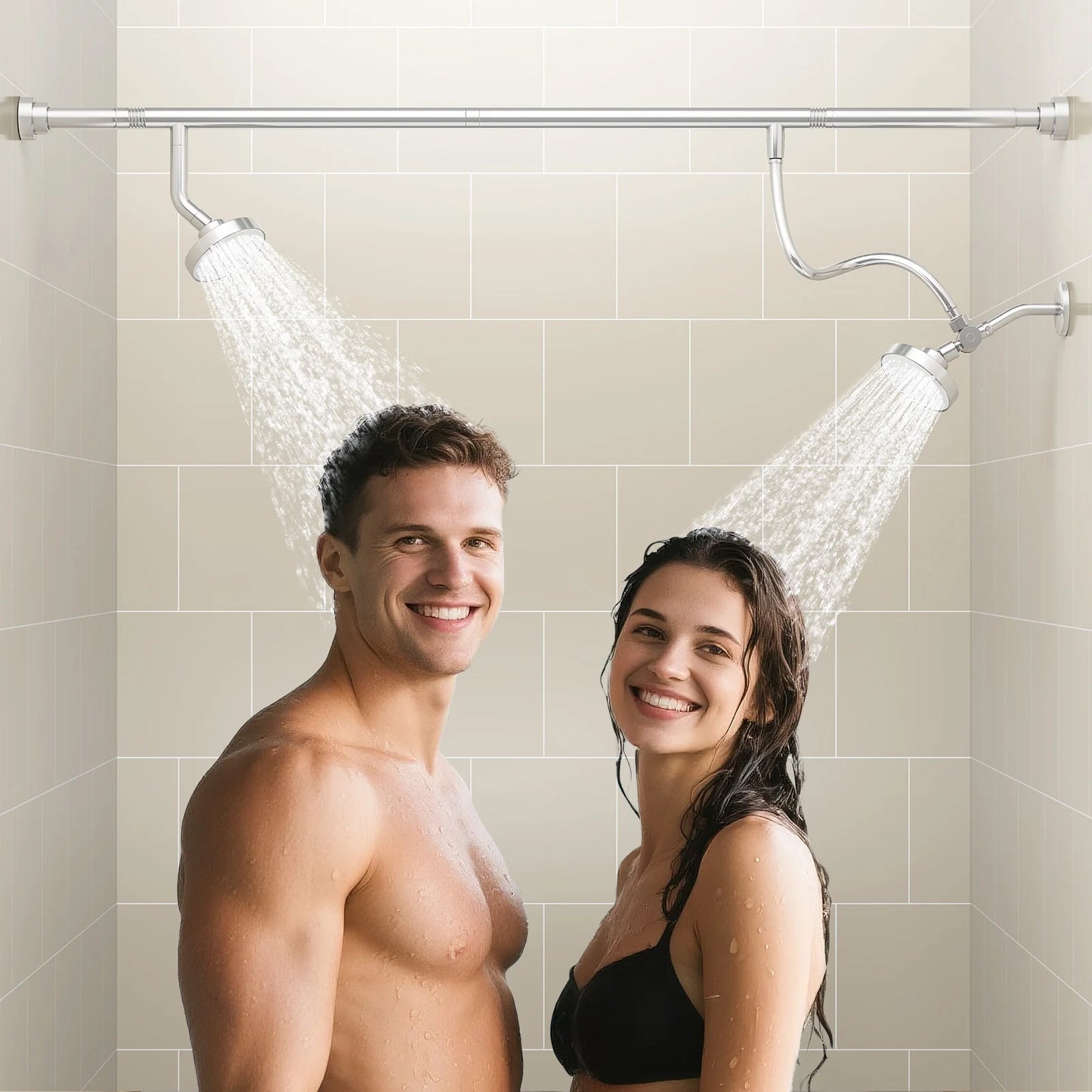Double Shower Heads with Rod