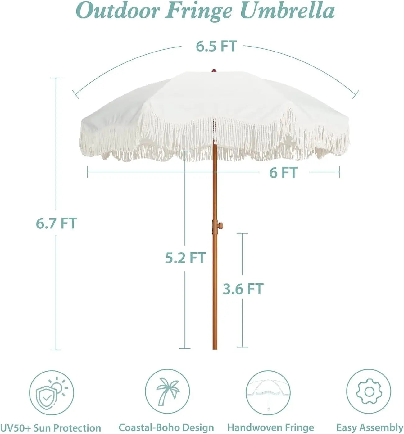 Outdoor Umbrella with for Patio Beach Picnic