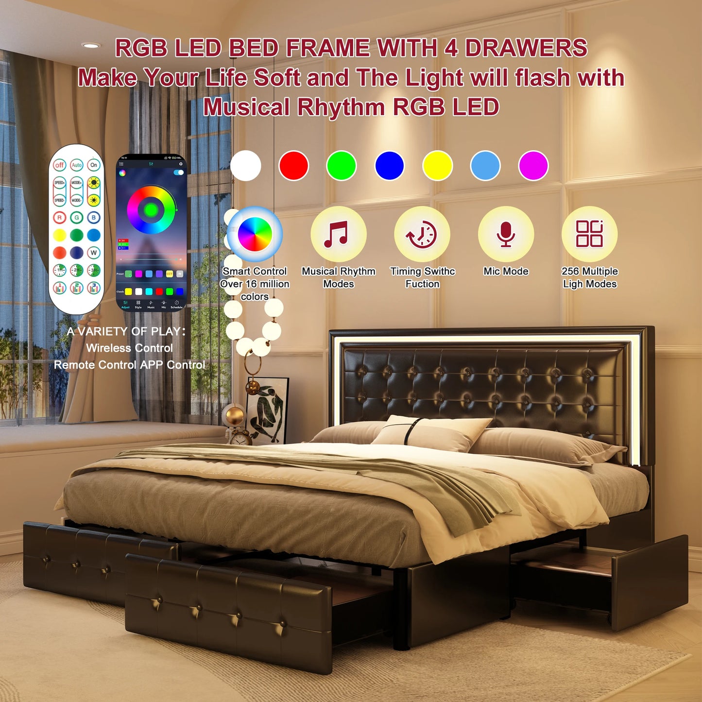 Queen LED Bed Frame