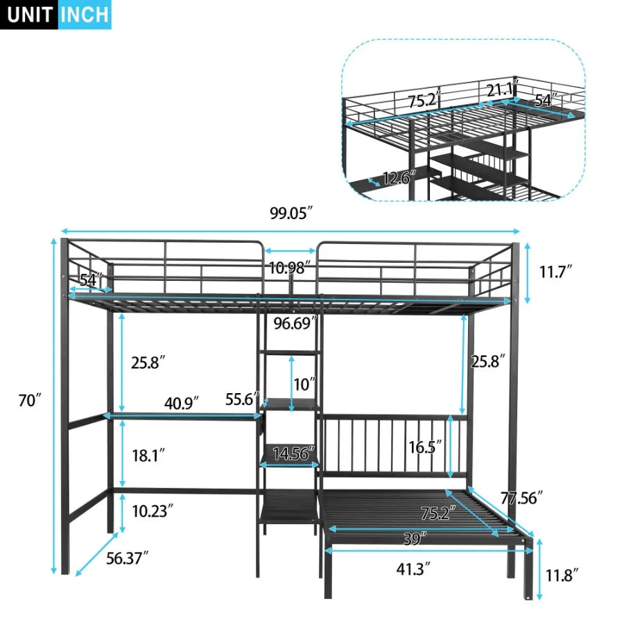 Full Over Twin Metal Bunk Bed