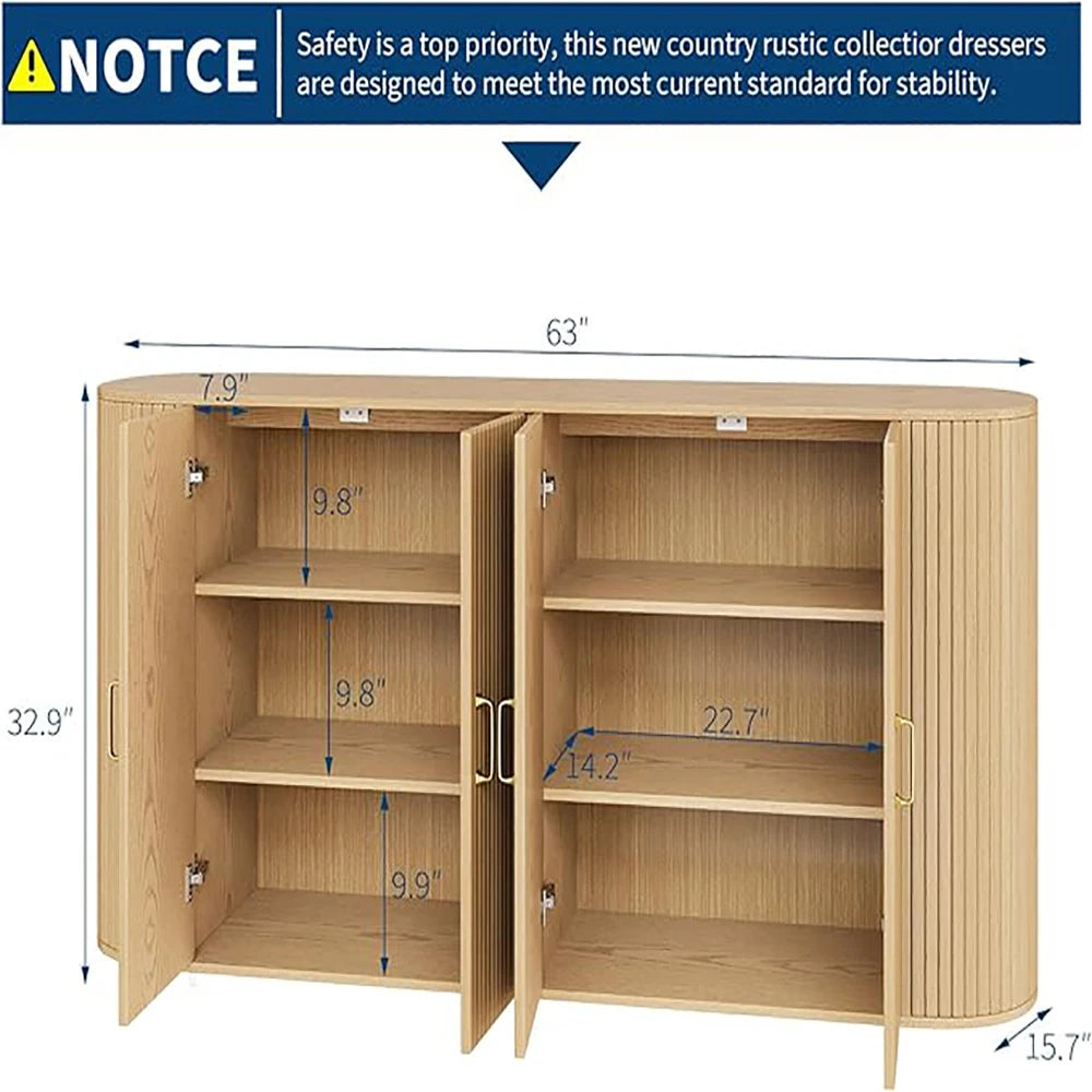 63" Sideboard Buffet Cabinet