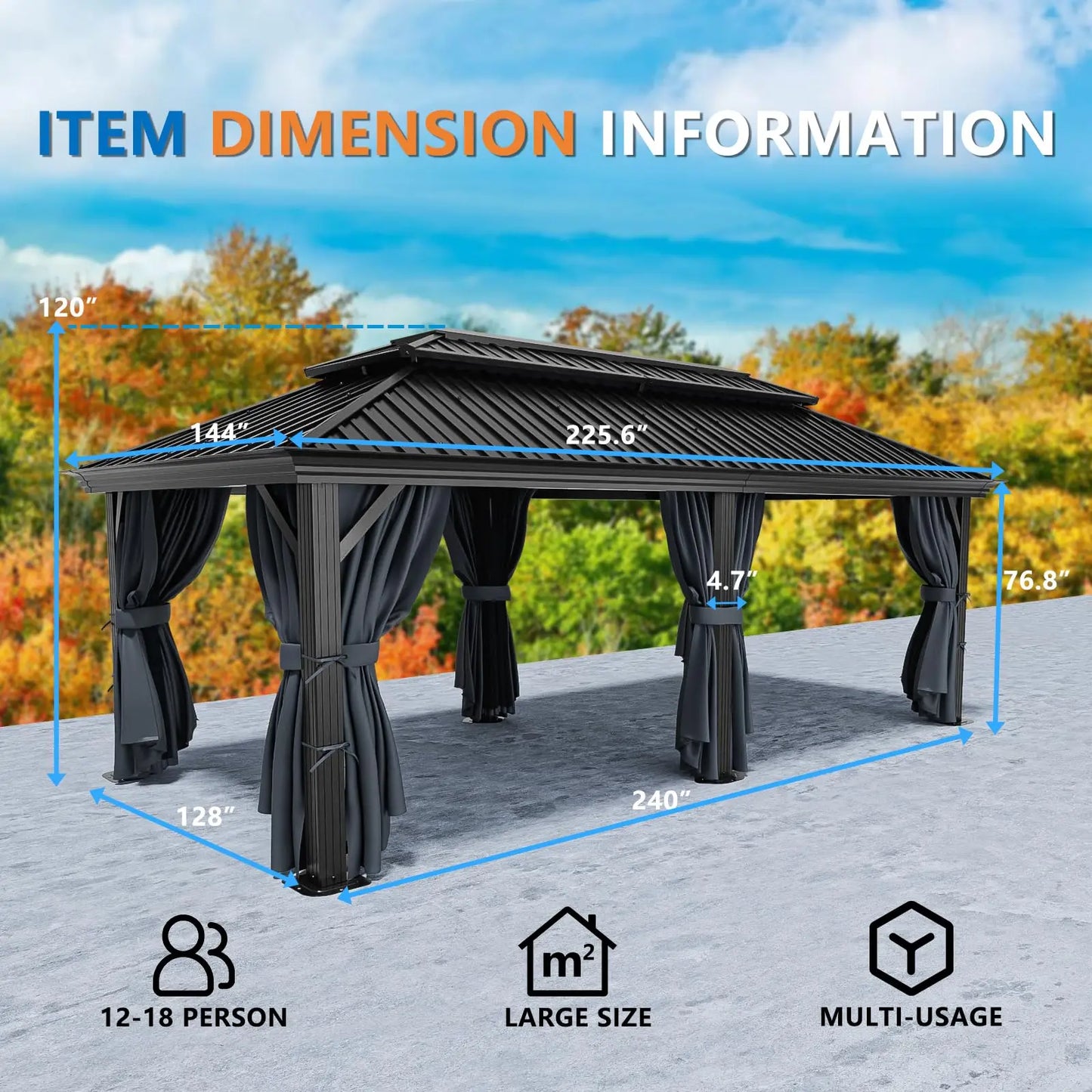 Heavy Duty Galvanized Steel Gazebo