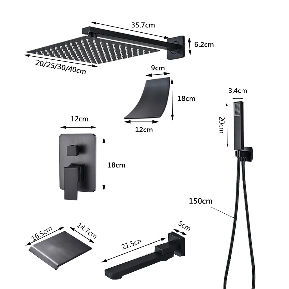 Bathroom Wall Mounted Rainfall Shower Kit