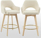 Swivel Counter Stools Set of 2, Raw Wood Tone Counter Height Bar Stools with Ergonomic Back, Soft Linen Fabric Island Chairs wi