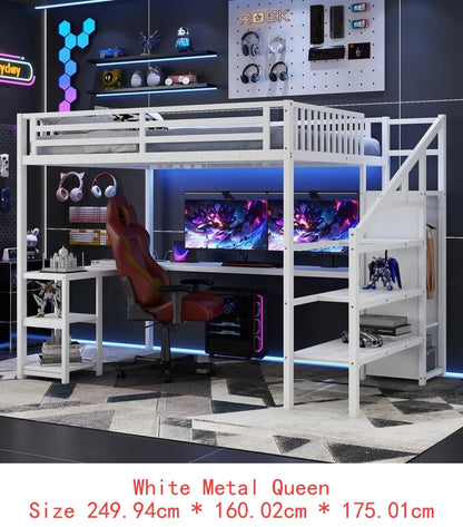 Queen Size Metal Loft Bed