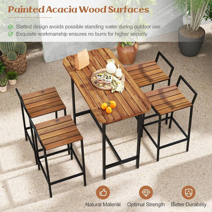 Table Set for 4 with Metal Frame & Footrest