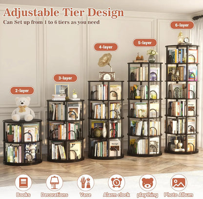 6-Tier Rotating Bookshelf Tower