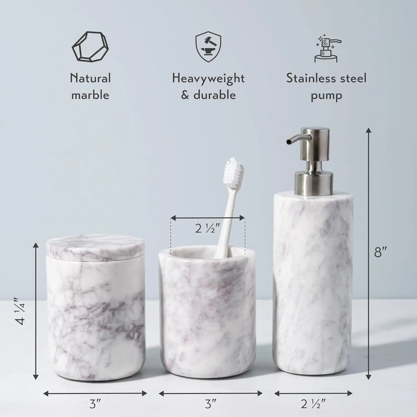 White Marble Bathroom Accessories Set