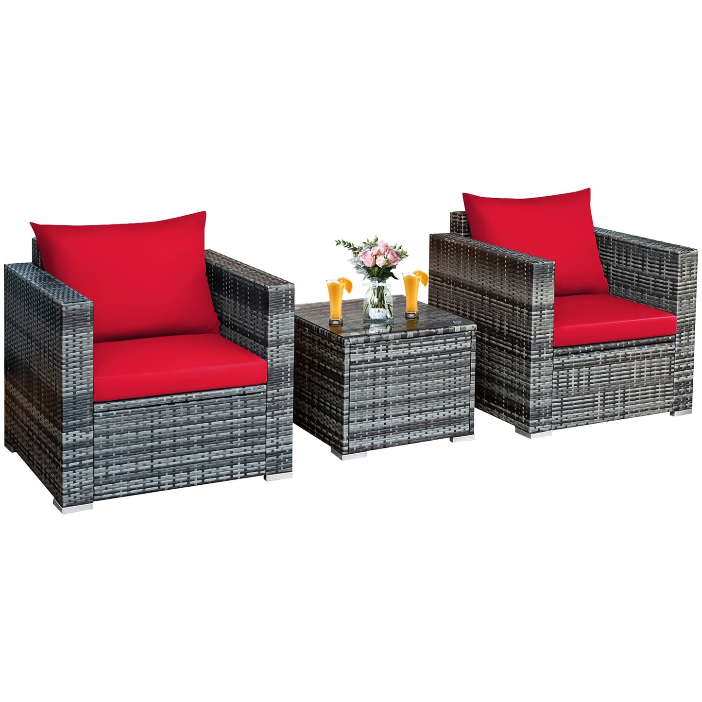 3 PC Bistro Set Red