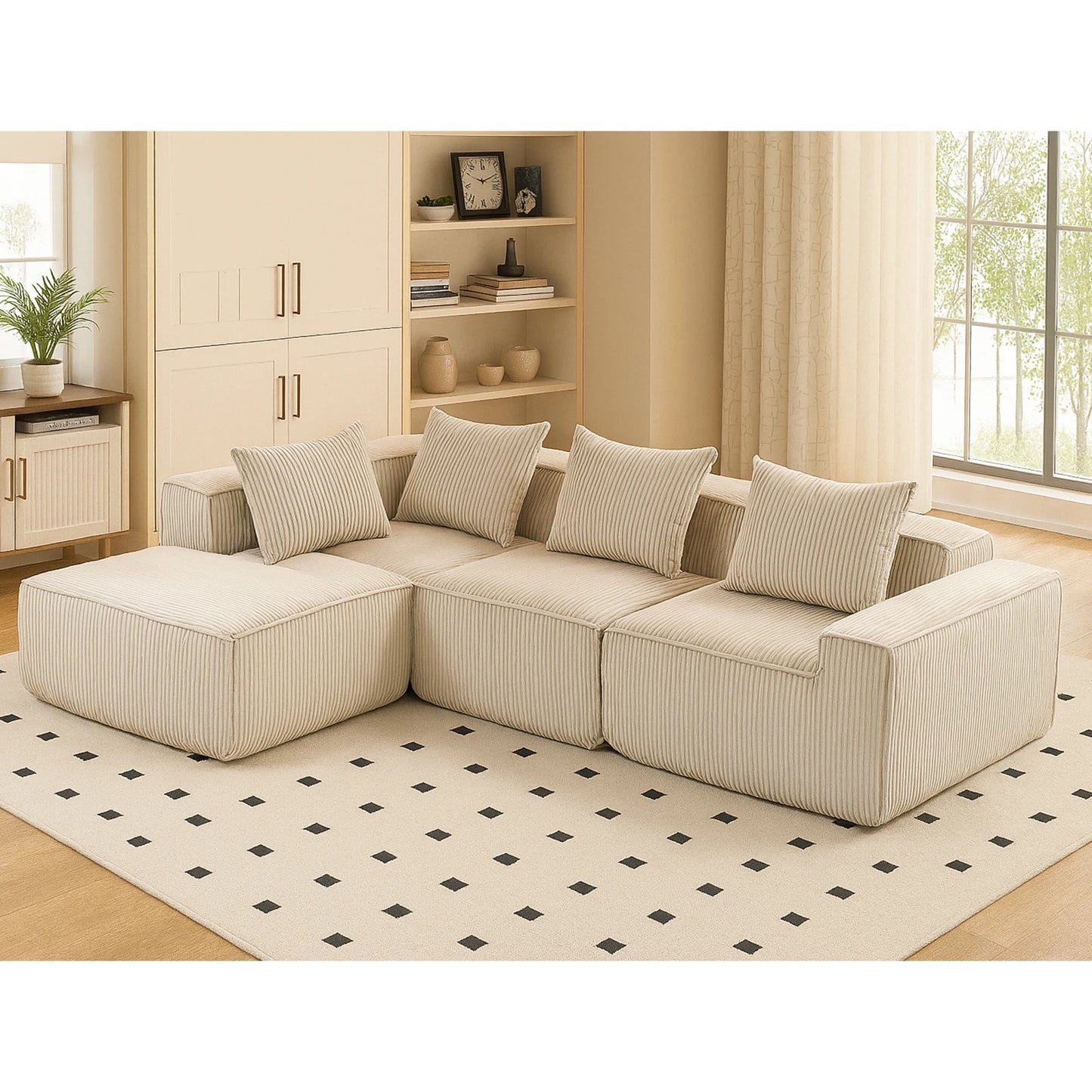 Sectional boneless Couch withModern Sofa with  Upholstered Couches for Room