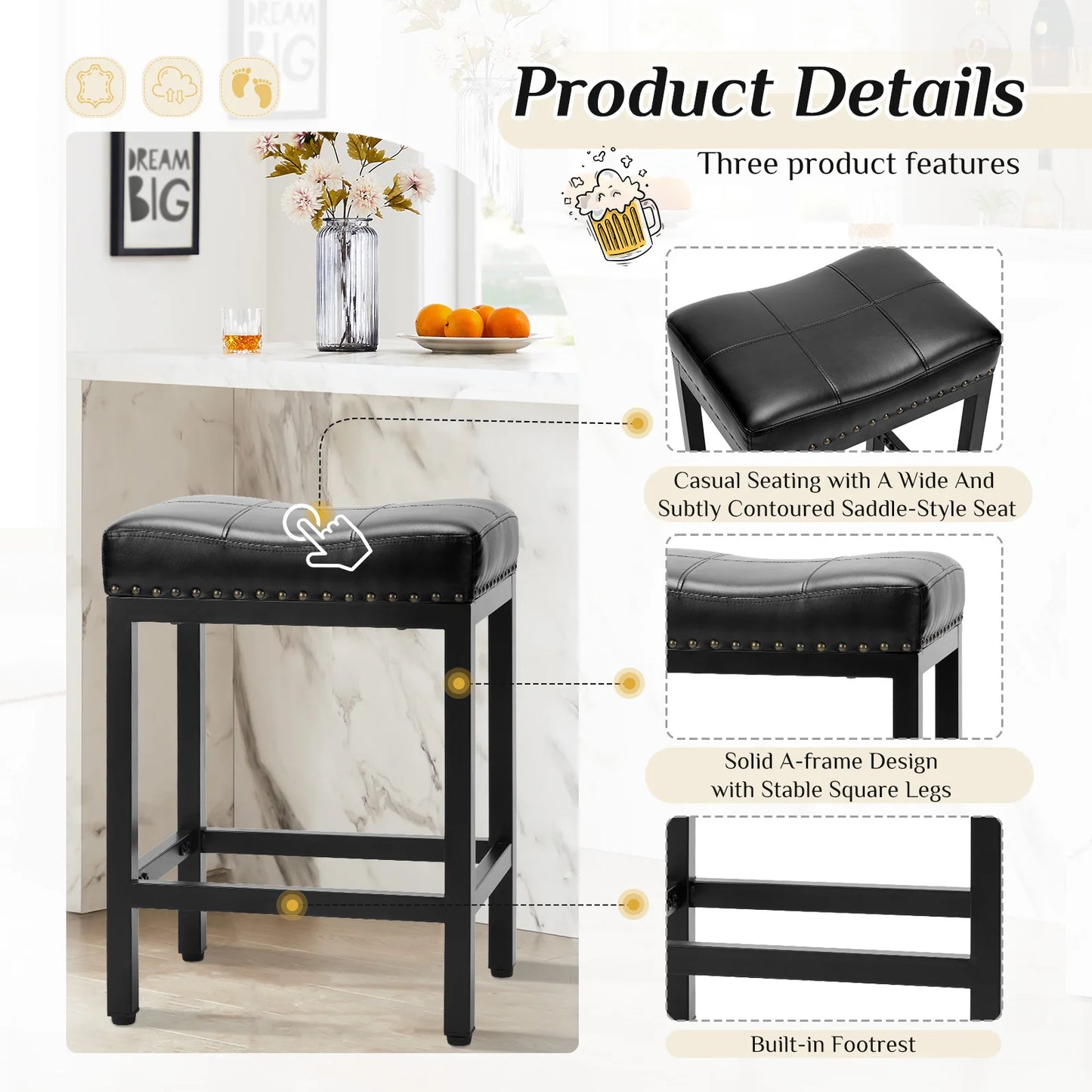 Saddle-Style Bar Stools