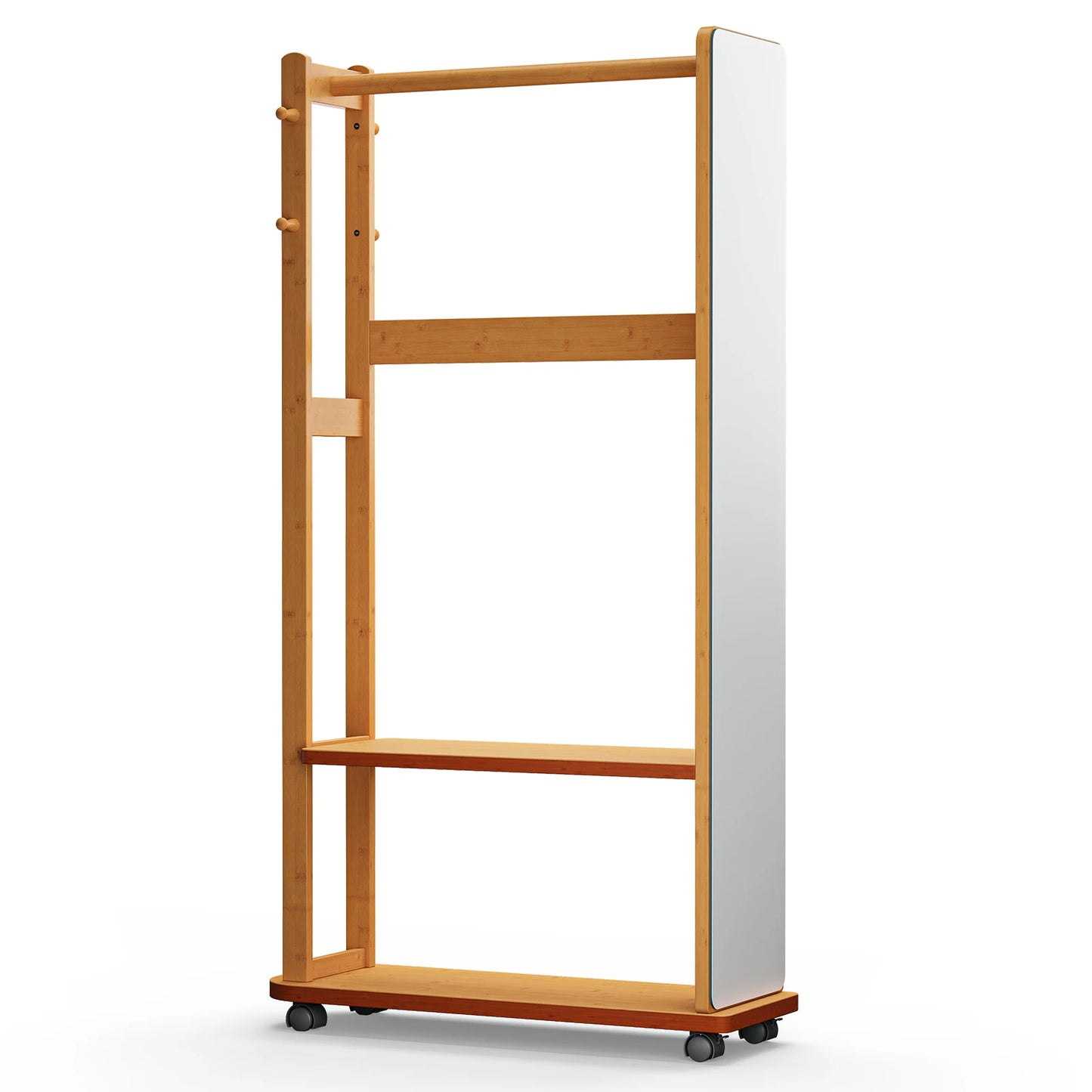 Full-Length Shatterproof HD Mirror Coat Rack Clothes for Bedroom Living Room Multi-Storage Mirror Stand