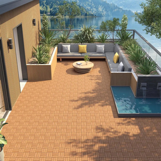 108pcs Hardwood Interlocking Patio Deck Tiles