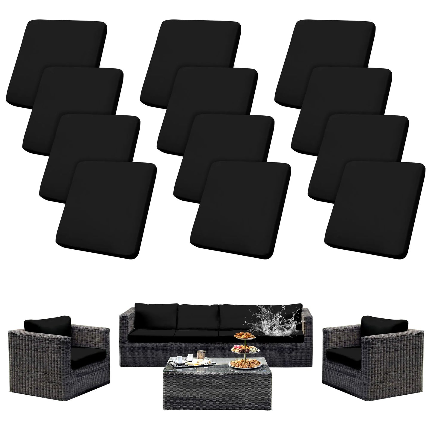 12Pcs Patio Cushion Cover Replacement