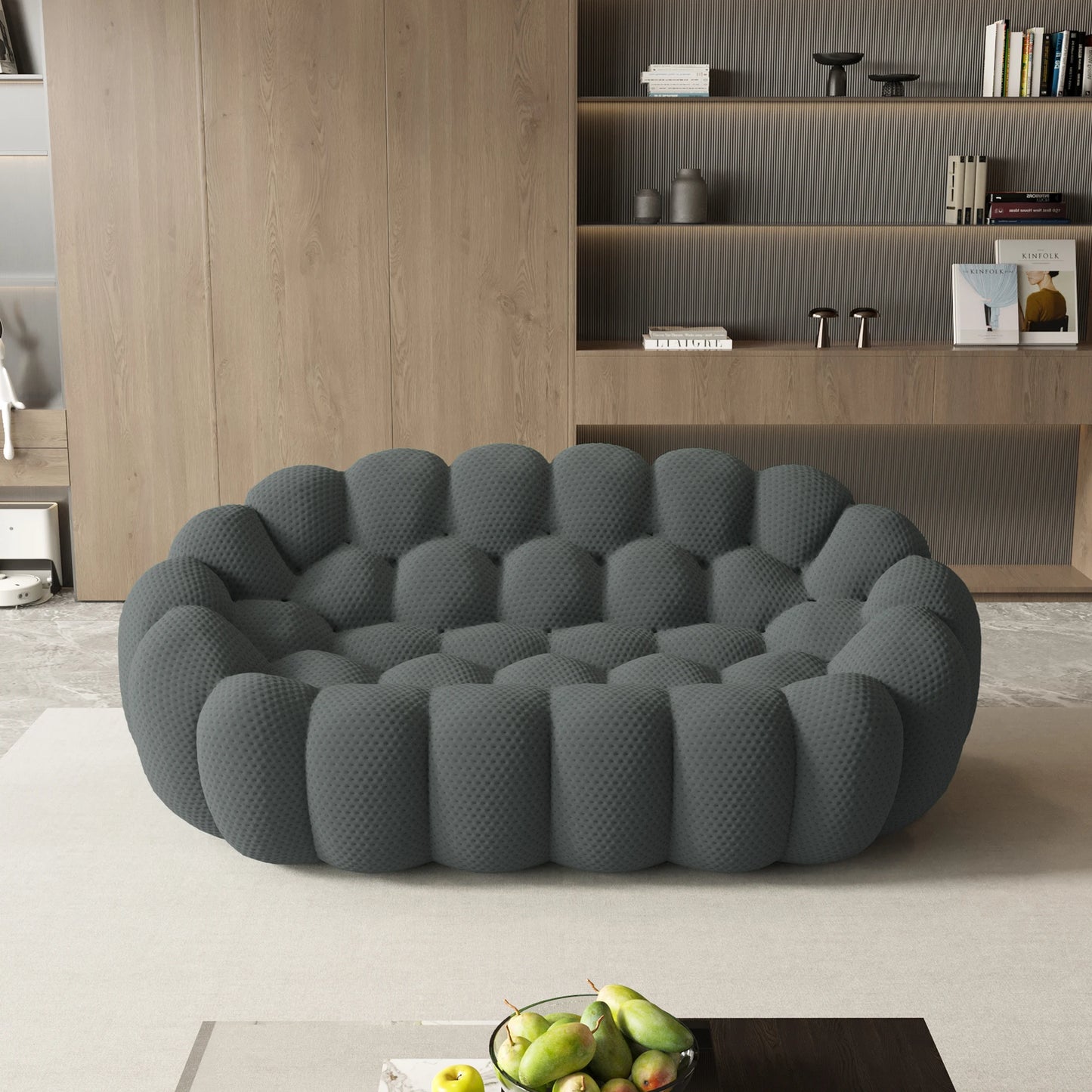 78'' Modern Curved Boneless Sofa Football-Shaped Lazy Floor Sofas