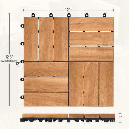 108pcs Hardwood Interlocking Patio Deck Tiles