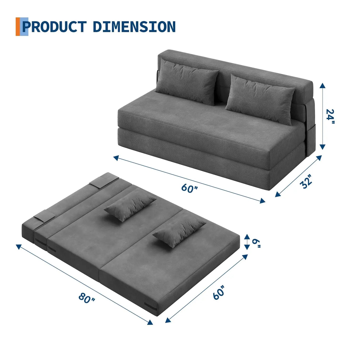 Pillow Space-Saving Fold Out Chair Bed