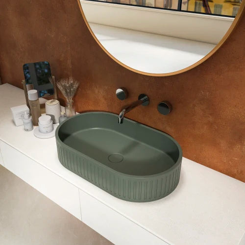 Oval Dark Green Bathroom Sink