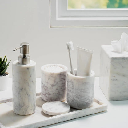 White Marble Bathroom Accessories Set