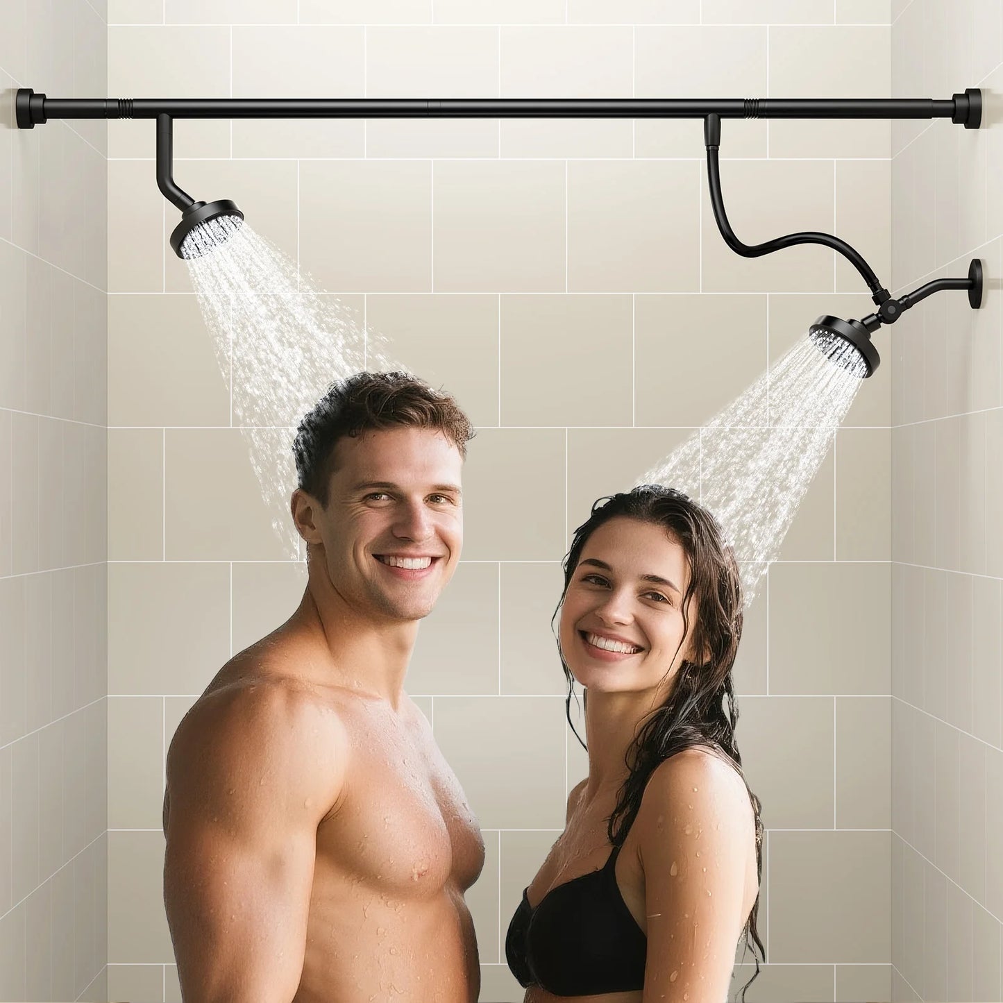 Double Shower Heads with Rod