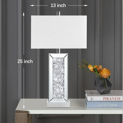 Touch Control Silver Mirror Crystal Table Lamp Set