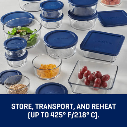 Glass food storage containers with lids