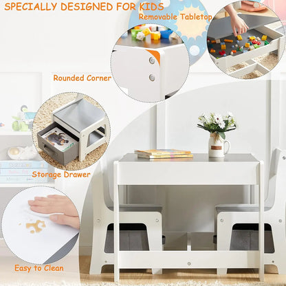 3-in-1 Kids Activity Table & Chairs Set