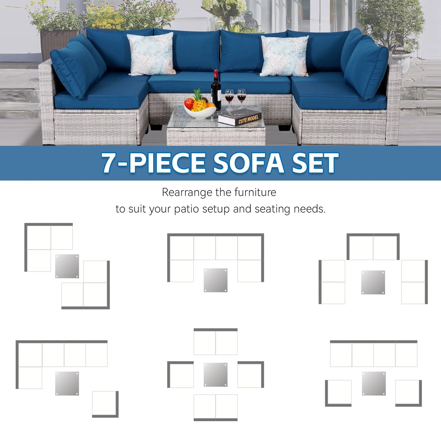 Outdoor Sectional Sofa PE Patio with