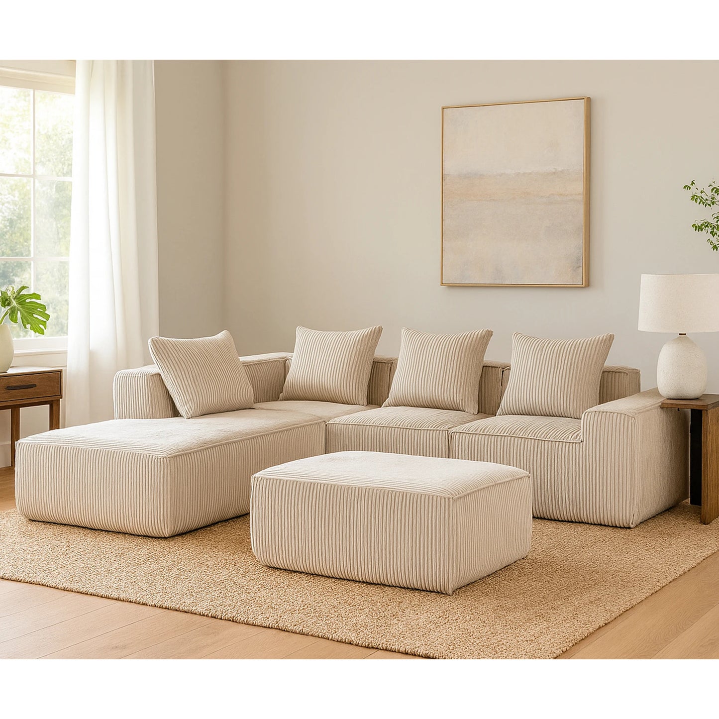 Sectional boneless Couch withModern Sofa with  Upholstered Couches for Room