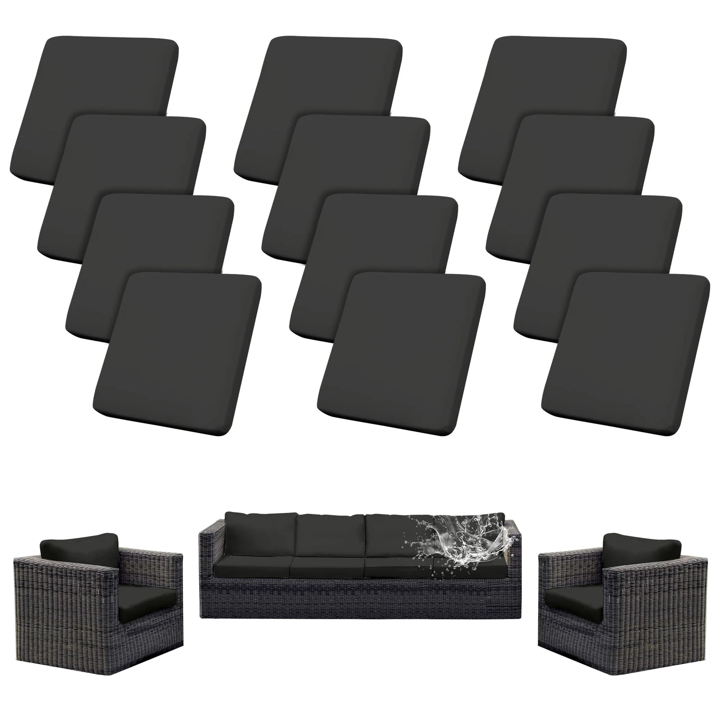 12Pcs Patio Cushion Cover Replacement