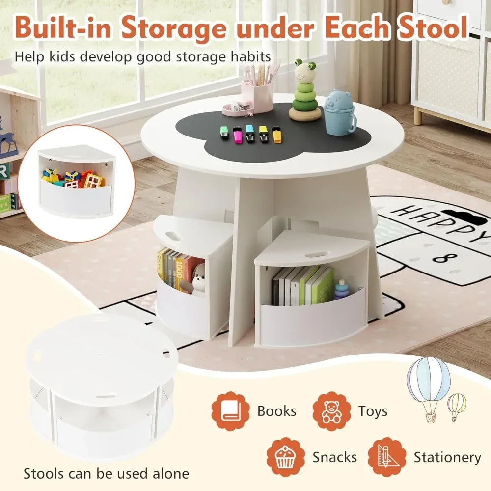 Children Table and Storage Stools