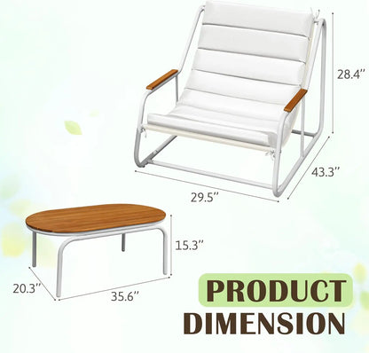Teslin Chaise Lounge Chairs with Acacia Wood Side Table