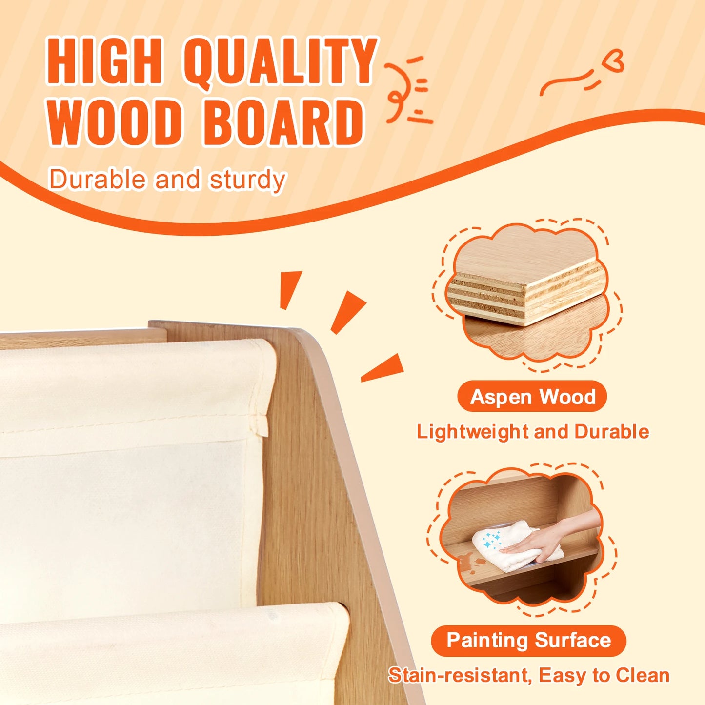 Kids Wooden Bookshelf