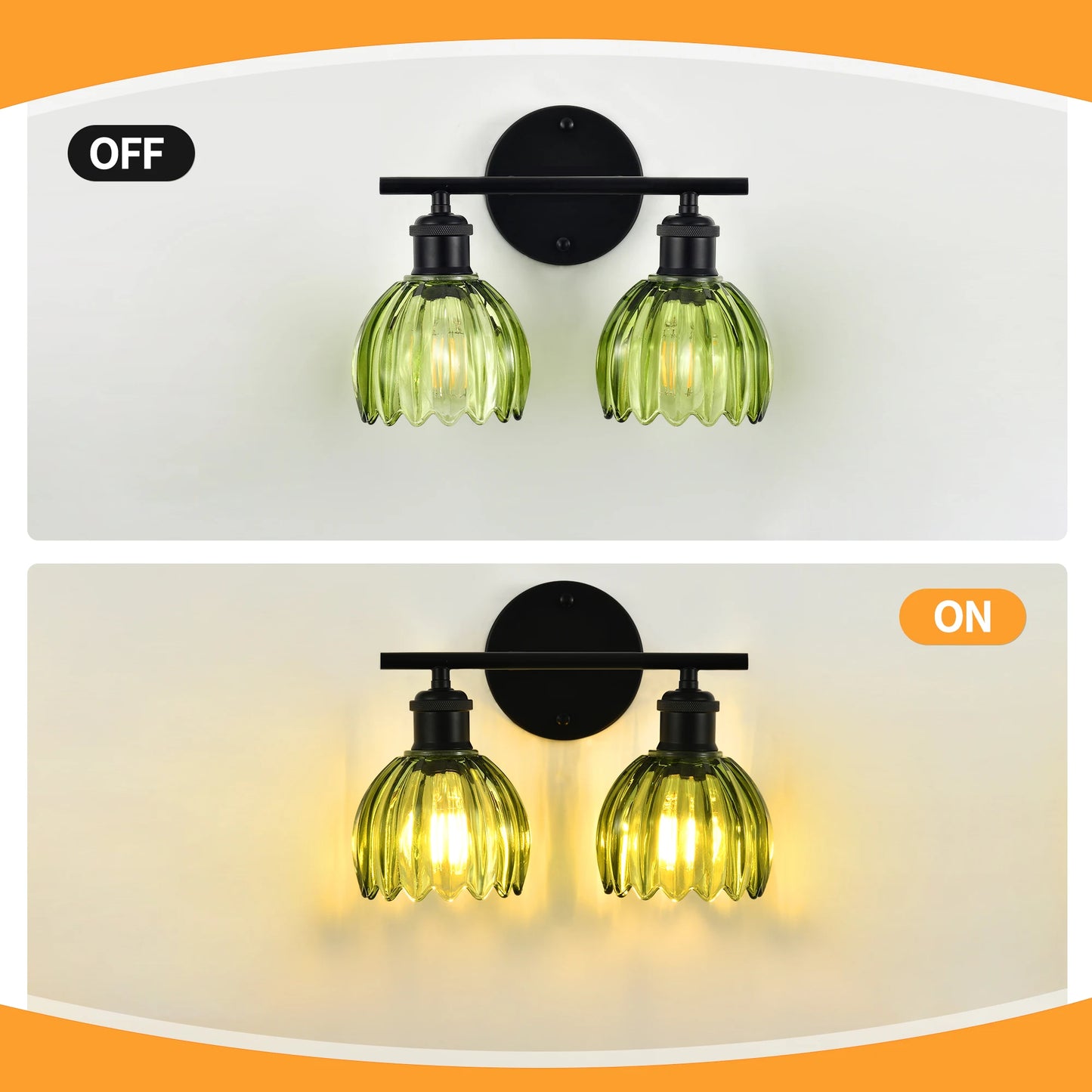 Floral Tulip Glass Shade for Mirror Front Lamp