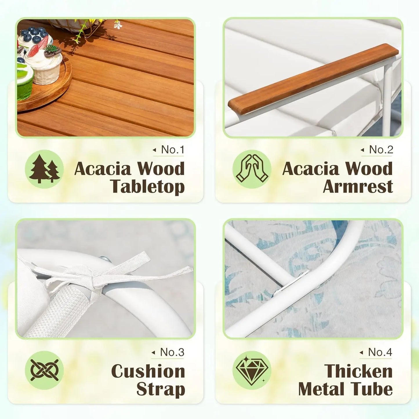 Teslin Chaise Lounge Chairs with Acacia Wood Side Table