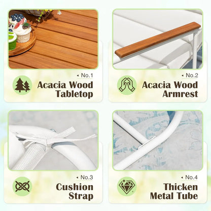 Teslin Chaise Lounge Chairs with Acacia Wood Side Table