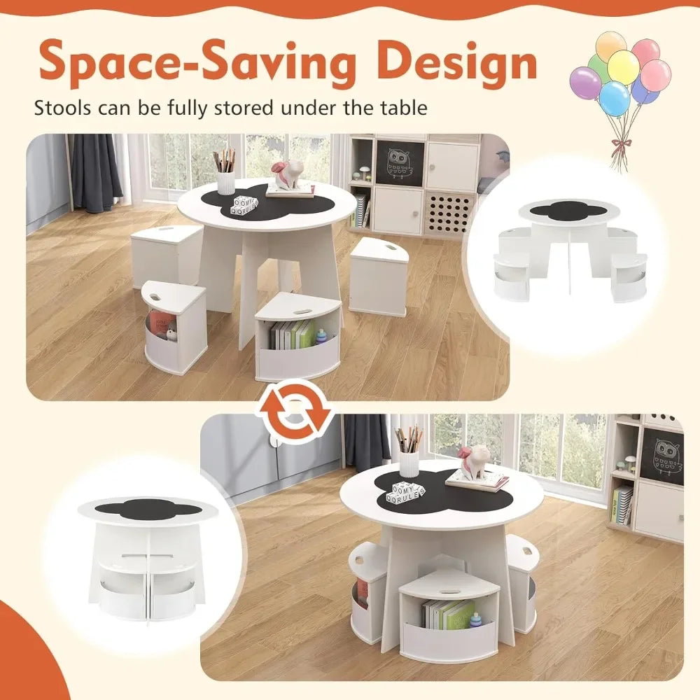 Children Table and Storage Stools