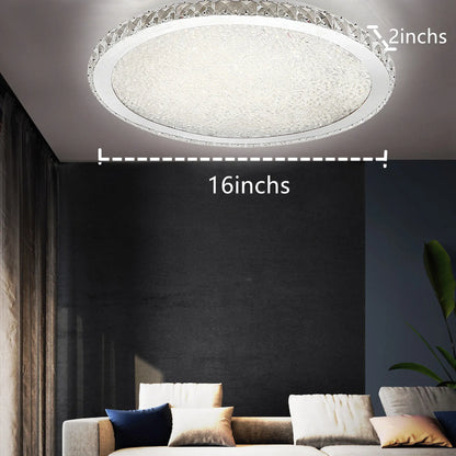 16" Round Modern Crystal Ceiling Light