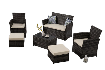 Outdoor Couch with Ottomans Chair and Table