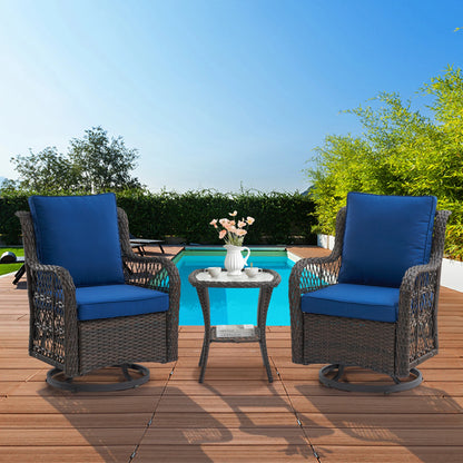 Wicker Swivel Chair Set