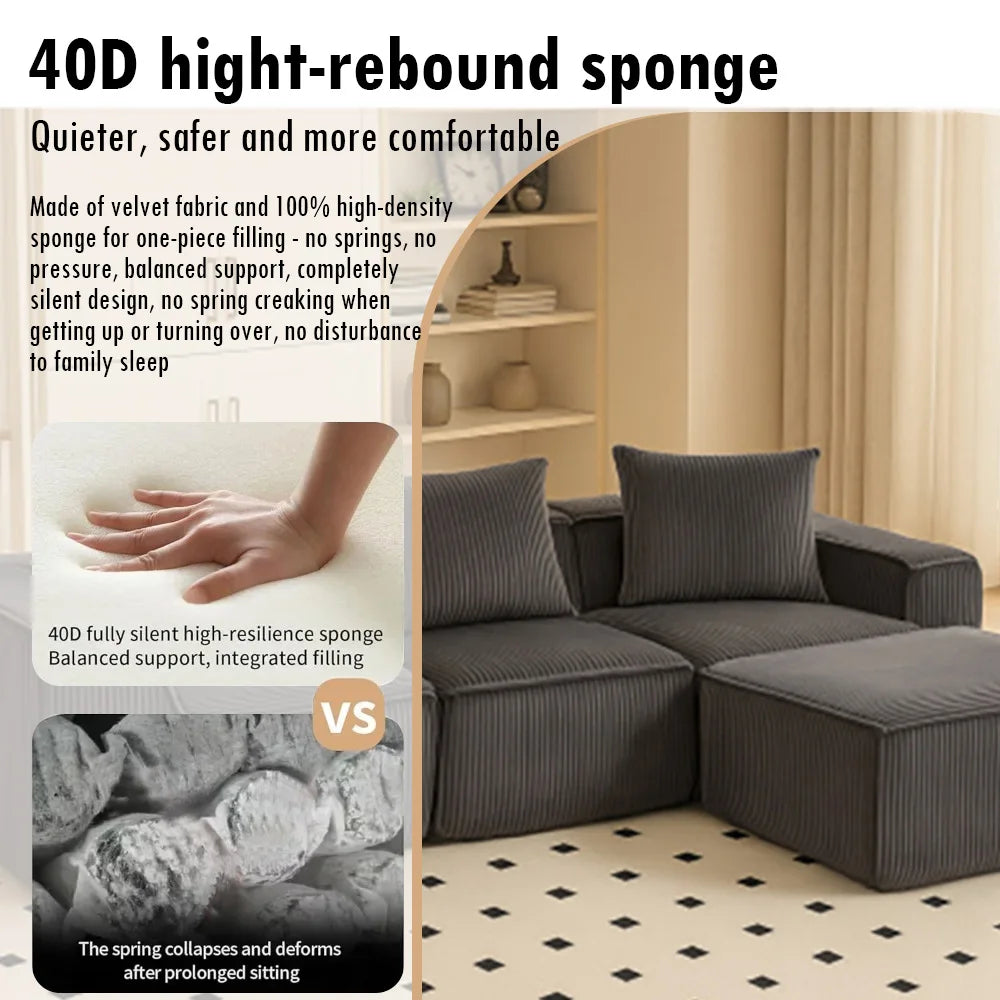 Sectional boneless Couch withModern Sofa with  Upholstered Couches for Room