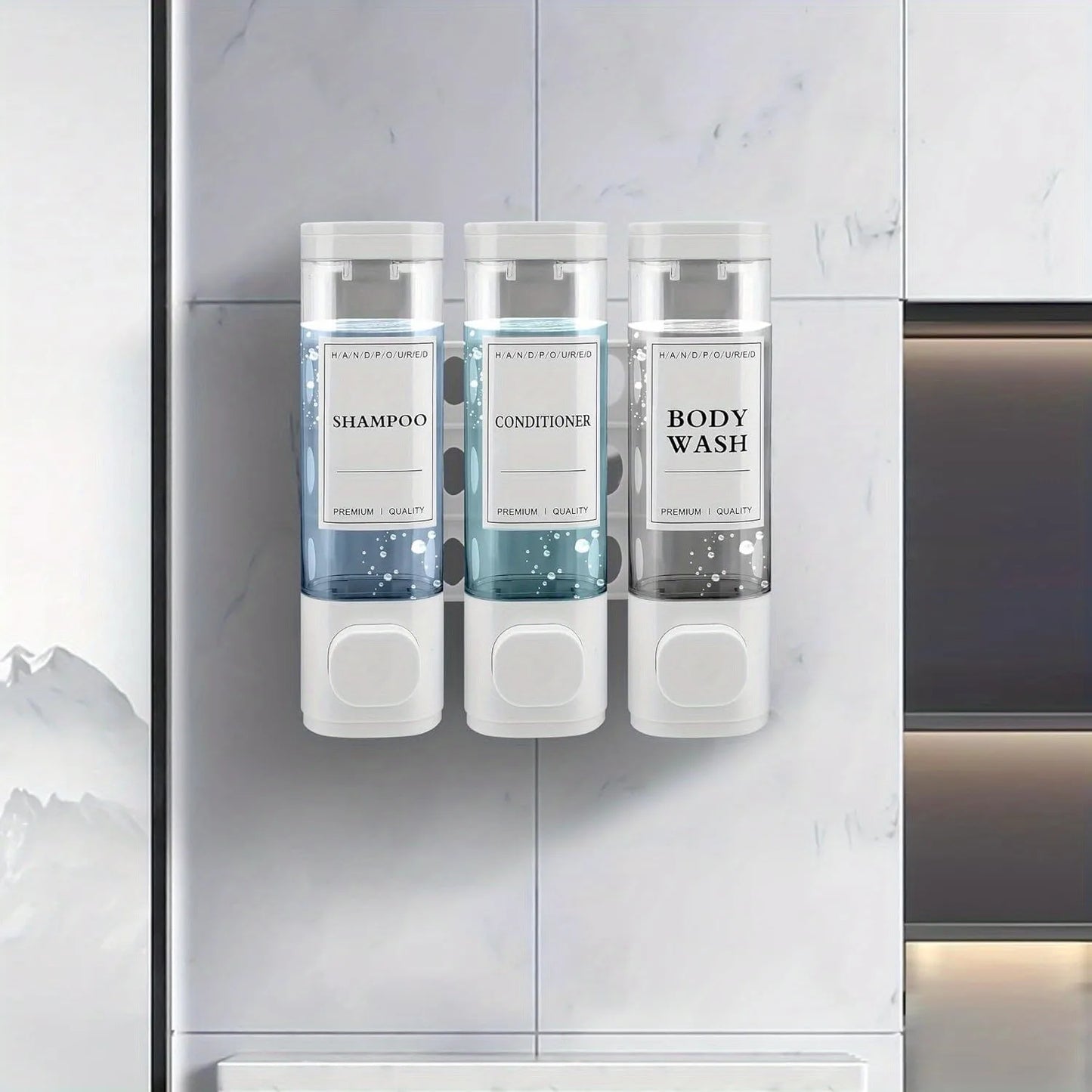 Wall-mounted   3-in-1 Shampoo and Conditioner Dispenser
