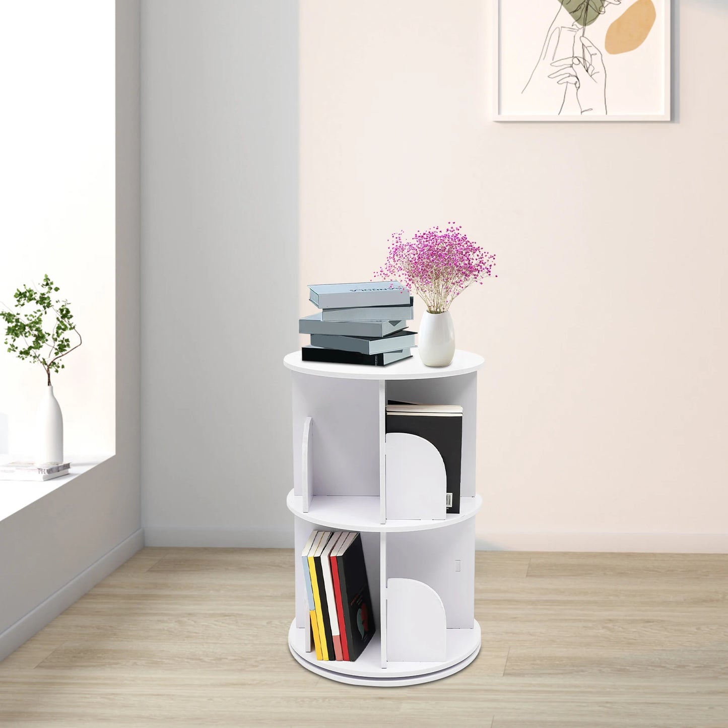 2-Layer Rotating Bookshelf
