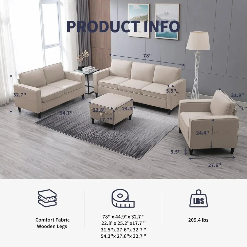 3-Seat Sofa and Loveseat Sets
