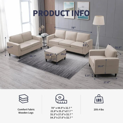 3-Seat Sofa and Loveseat Sets