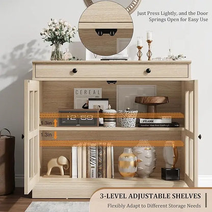 35.4" Oak Sideboard Buffet Cabinet