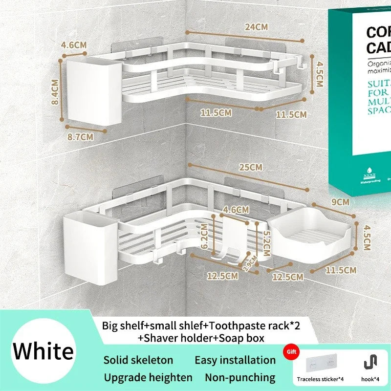 6PCS Double-layer Stainless Steel Corner Shelf