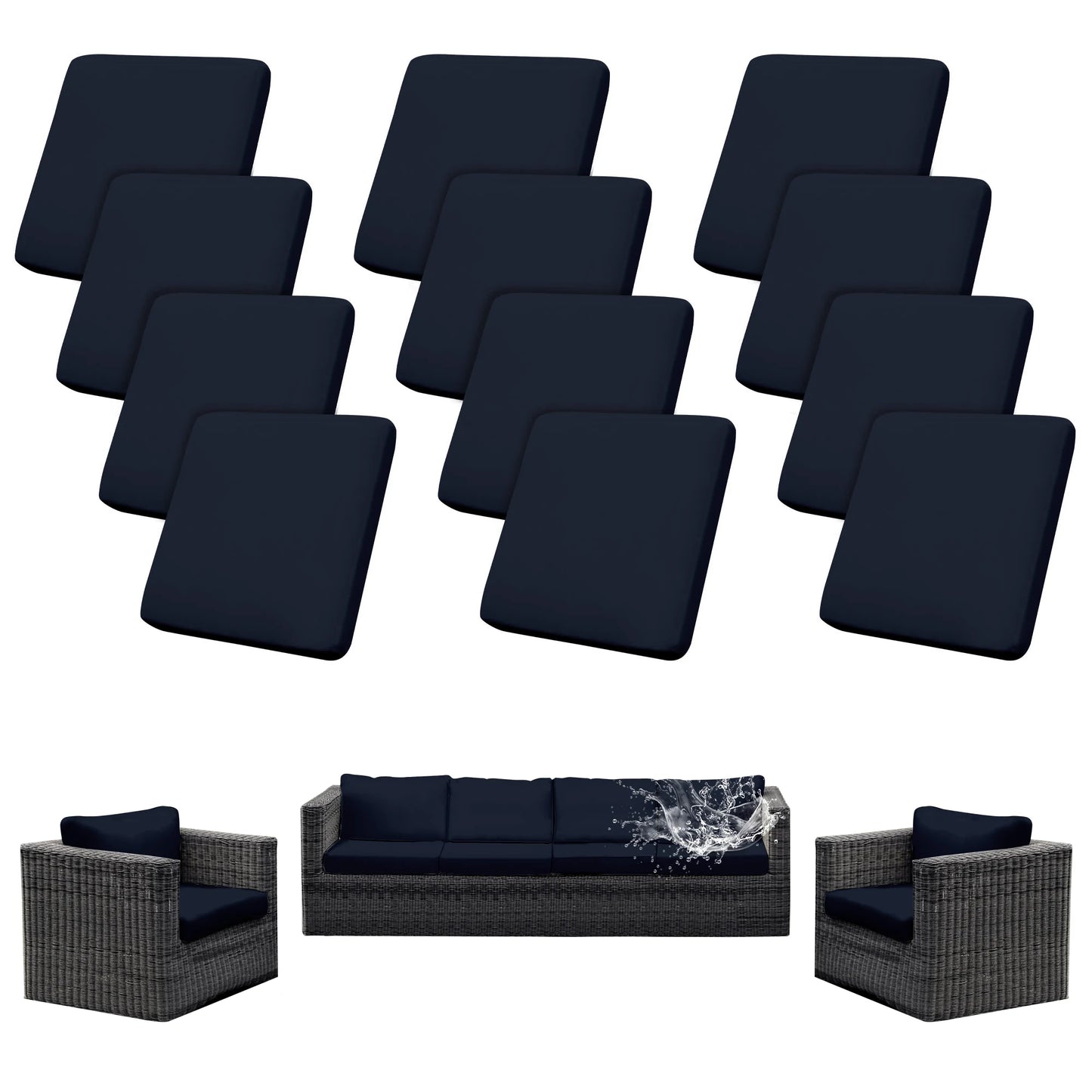 12Pcs Patio Cushion Cover Replacement